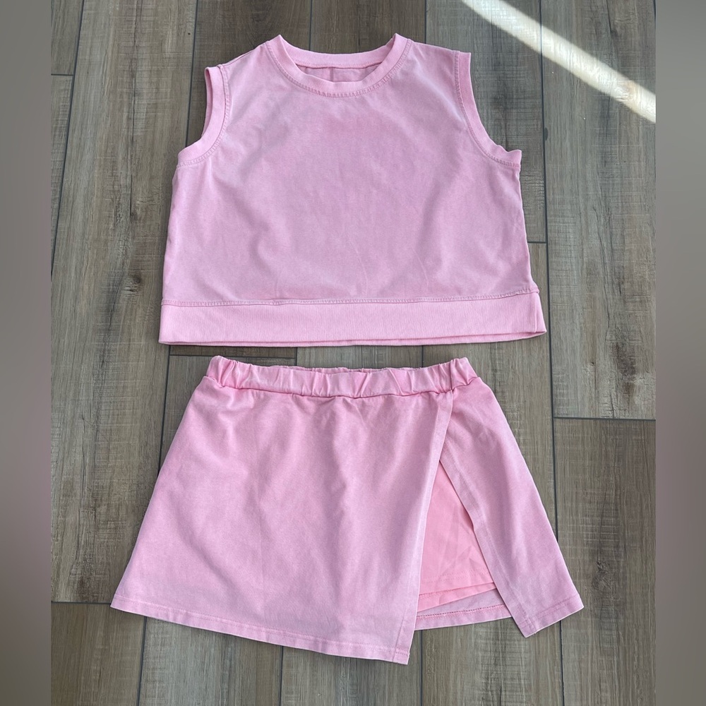 Pink Sleeveless Top and Skort Set Size Large Cotton